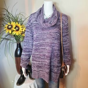 River Soft Cotton Blend Purple Cowl Neck Sweater